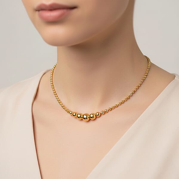 Shop Lc Round Shape Beaded Chain Necklace In Goldtone 20-22 Inches