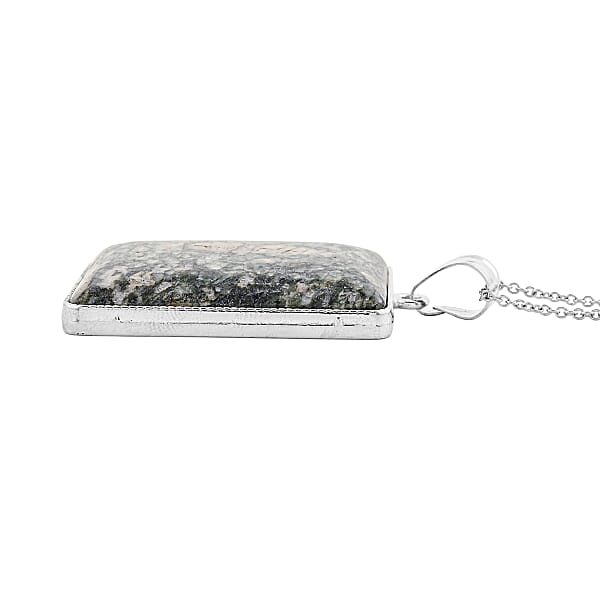 Shop Lc Ruby Zoisite 74.00 Ctw Rectangle Inlay Frame Pendant In Silvertone With Stainless Steel Necklace (20 Inches)