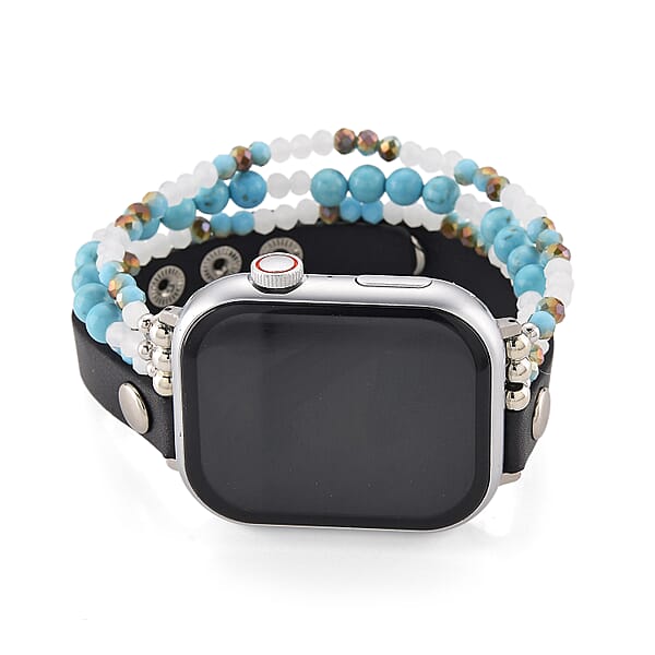 Shop Lc S9 Multi Functional Smart Watch With White Silicone And Blue Howlite With Crystal Faux Leather Strap