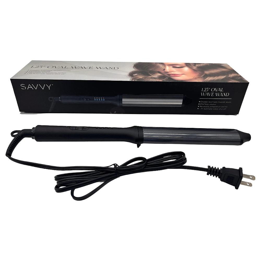 shop lc Saavy 1.25Inch Oval Wave Wand with Adjustable Temperature Control in Gun Metal