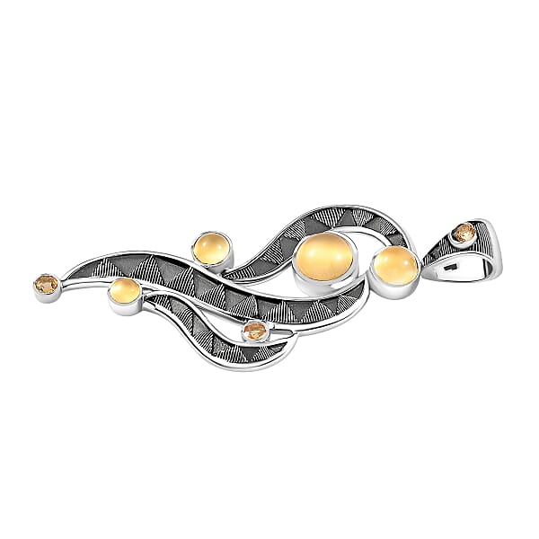 Shop Lc Sajen Silver Golden Sheen Moonstone Brazilian Citrine Pendant Without Chain In Rhodium Over Sterling Silver 4.65 Ctw