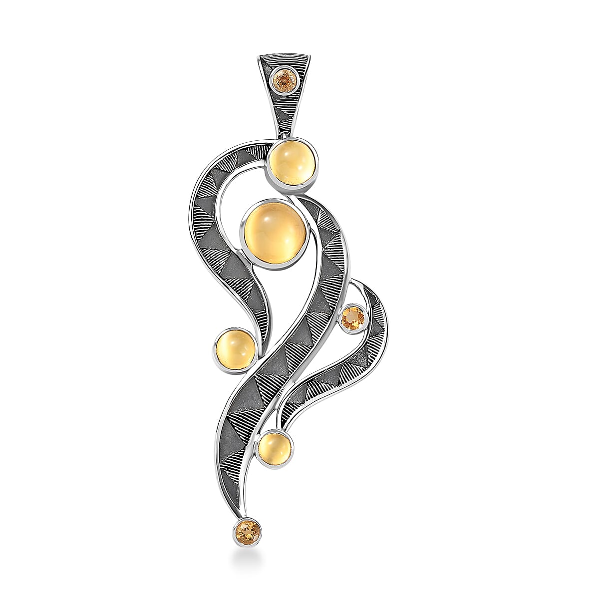 shop lc Sajen Silver Golden Sheen Moonstone Brazilian Citrine Pendant without Chain in Rhodium Over Sterling Silver 4.65 ctw