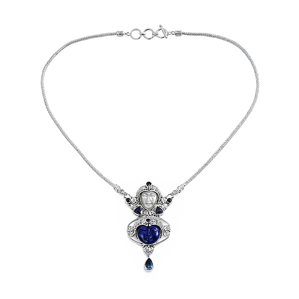 Shop Lc Sajen Silver Lapis Lazuli And Multi Gemstone 18.00 Ctw Necklace In Sterling Silver 20 Inches
