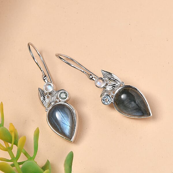 Shop Lc Sajen Silver Malagasy Labradorite Multi Gemstone Earrings In Rhodium Over Sterling Silver 10.40 Ctw
