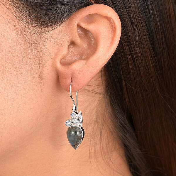 Shop Lc Sajen Silver Malagasy Labradorite Multi Gemstone Earrings In Rhodium Over Sterling Silver 10.40 Ctw
