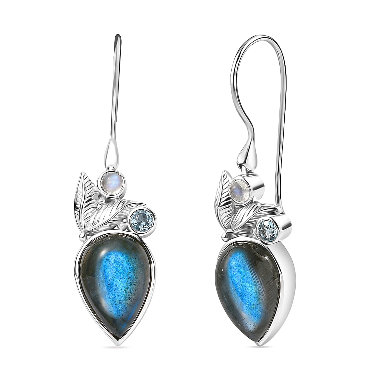 shop lc Sajen Silver Malagasy Labradorite Multi Gemstone Earrings in Rhodium Over Sterling Silver 10.40 ctw