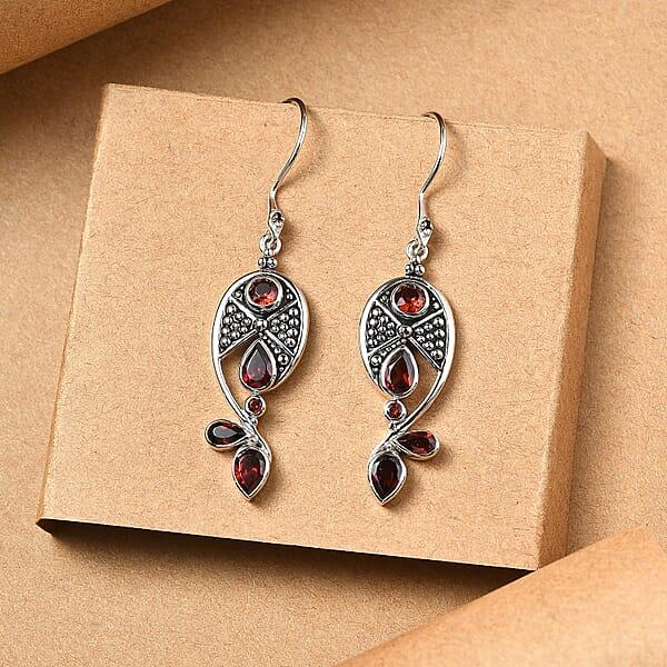 Shop Lc Sajen Silver Mozambique Garnet 3.50 Ctw Earrings In Rhodium Over Sterling Silver