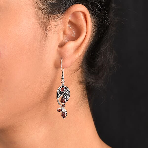 Shop Lc Sajen Silver Mozambique Garnet 3.50 Ctw Earrings In Rhodium Over Sterling Silver