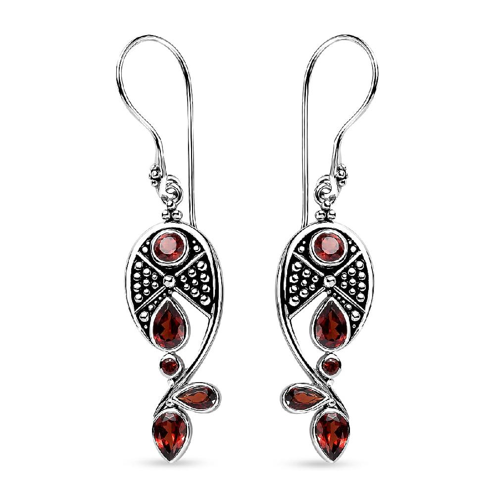 shop lc Sajen Silver Mozambique Garnet 3.50 ctw Earrings in Rhodium Over Sterling Silver