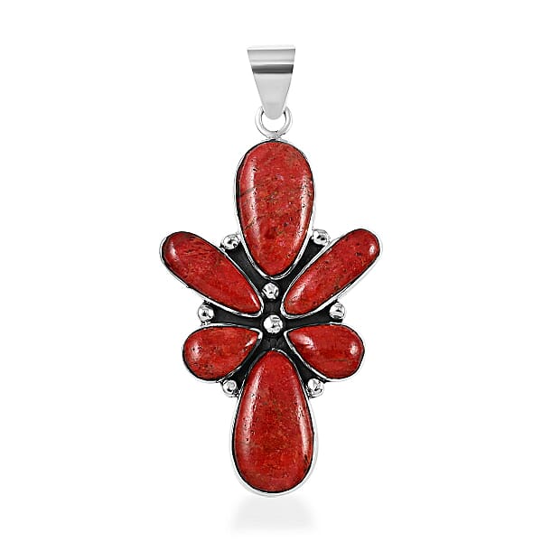 Shop Lc Santa Fe Style Coral Abstract Earrings And Pendant In Sterling Silver
