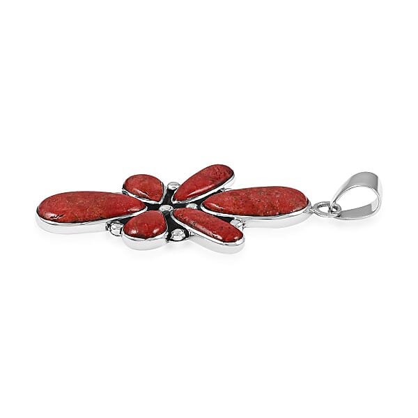 Shop Lc Santa Fe Style Coral Abstract Earrings And Pendant In Sterling Silver
