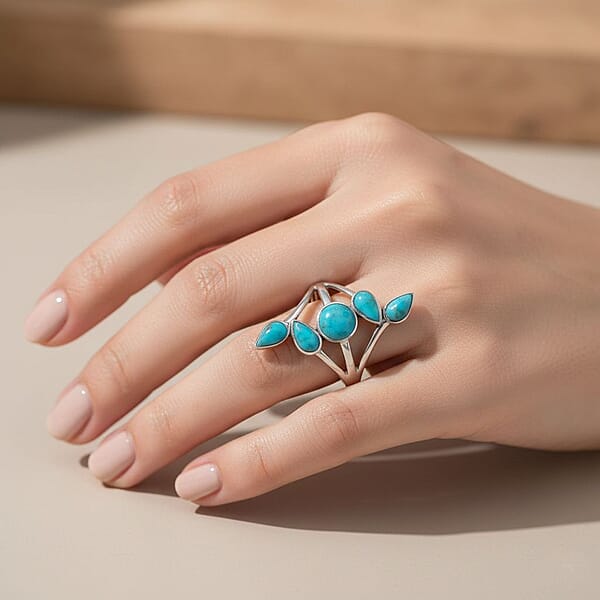 Shop Lc Santa Fe Style Kingman Turquoise 0.75 Ctw Ring In Sterling Silver