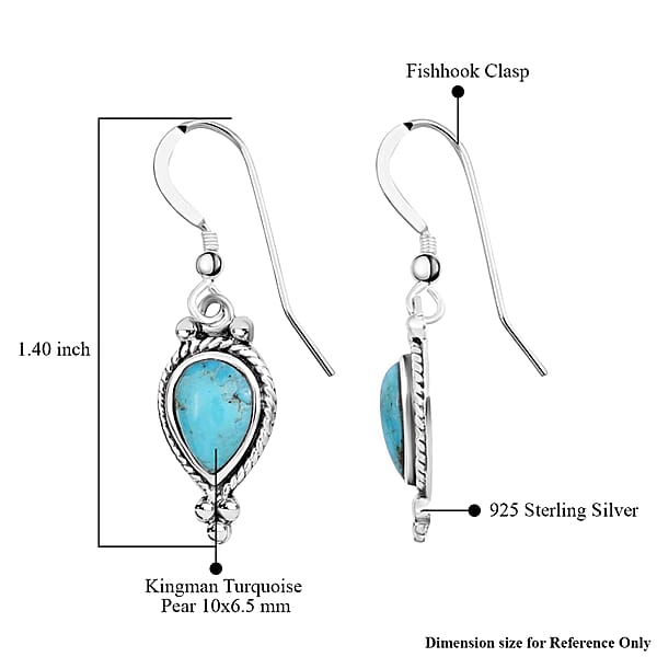Shop Lc Santa Fe Style Kingman Turquoise 1.00 Ctw Earrings In Sterling Silver Silver Solitaire Earrings Silver Jewelry For Women