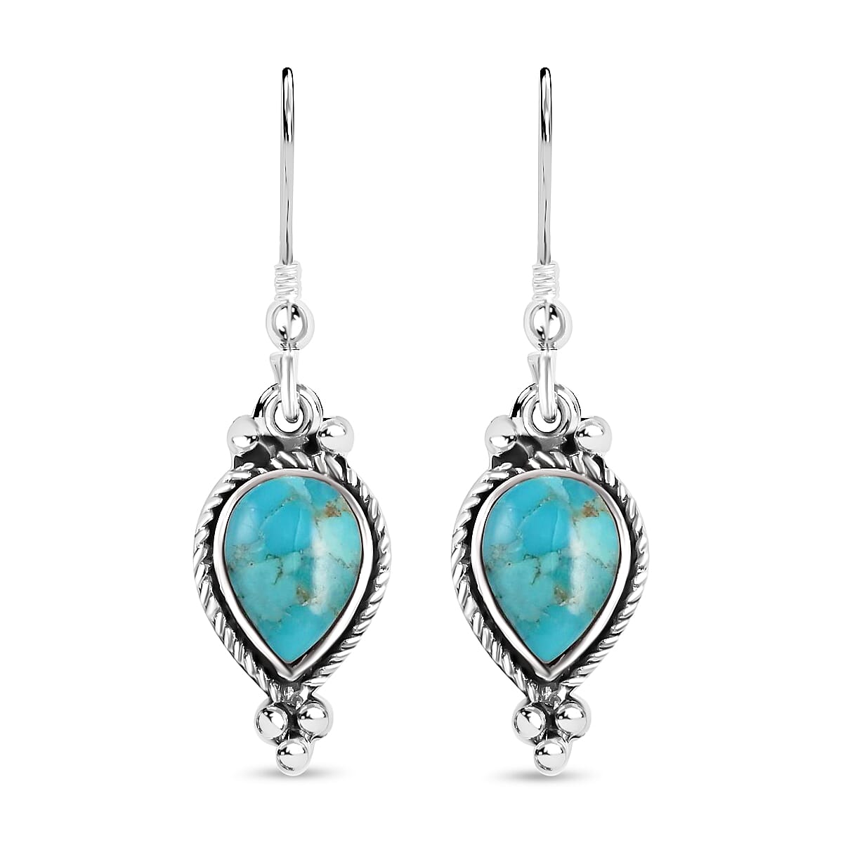 shop lc Santa Fe Style Kingman Turquoise 1.00 ctw Earrings in Sterling Silver Silver Solitaire Earrings Silver Jewelry For Women