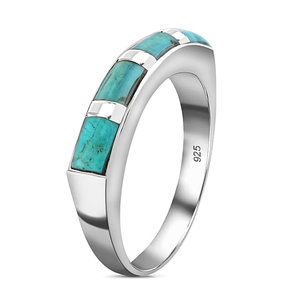 Shop Lc Santa Fe Style Kingman Turquoise 1.00 Ctw Ring In Sterling Silver Band Ring Boho Western Turquoise Jewelry For Women