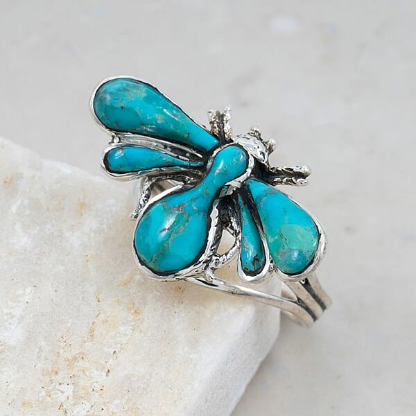 Shop Lc Santa Fe Style Kingman Turquoise 1.25 Ctw Ring In Sterling Silver