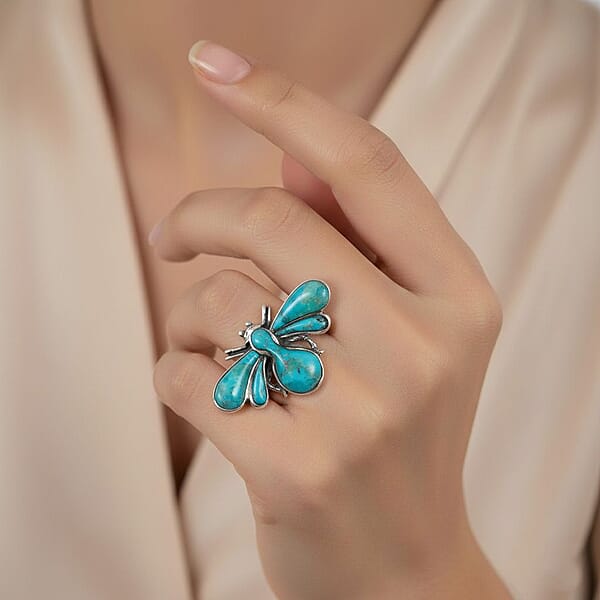 Shop Lc Santa Fe Style Kingman Turquoise 1.25 Ctw Ring In Sterling Silver