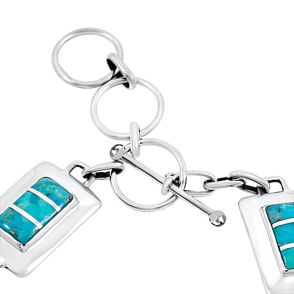 Shop Lc Santa Fe Style Kingman Turquoise 1.50 Ctw Bracelet In Sterling Silver (8.00 In)