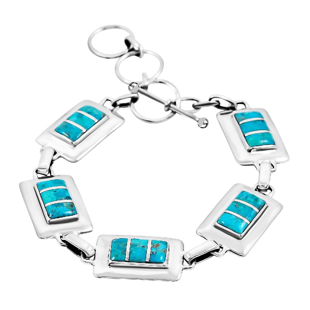 shop lc Santa Fe Style Kingman Turquoise 1.50 ctw Bracelet in Sterling Silver (8.00 In)