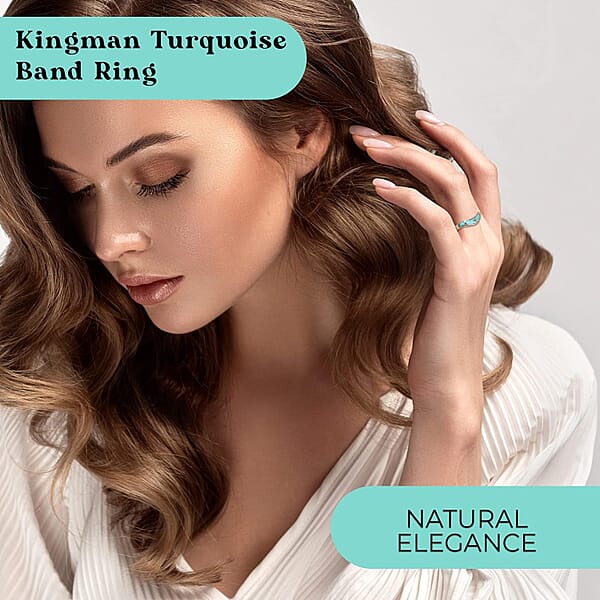 Shop Lc Santa Fe Style Kingman Turquoise 1.75 Ctw Band Ring In Sterling Silver Boho Western Turquoise Jewelry For Women Wishbone Engagement Band