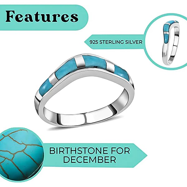 Shop Lc Santa Fe Style Kingman Turquoise 1.75 Ctw Band Ring In Sterling Silver Boho Western Turquoise Jewelry For Women Wishbone Engagement Band