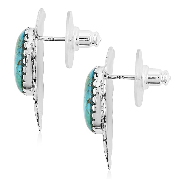 Shop Lc Santa Fe Style Kingman Turquoise 10.00 Ctw Earrings In Sterling Silver