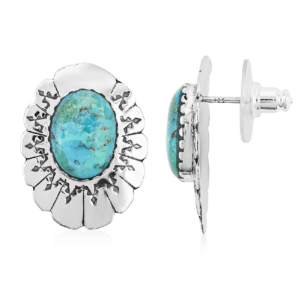 shop lc Santa Fe Style Kingman Turquoise 10.00 ctw Earrings in Sterling Silver