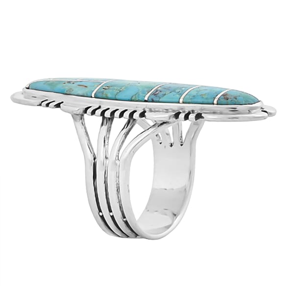 Shop Lc Santa Fe Style Kingman Turquoise 11.00 Ctw Ring In Sterling Silver