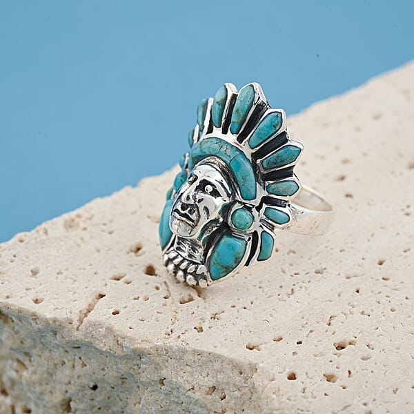 Shop Lc Santa Fe Style Kingman Turquoise 16.00 Ctw Ring In Sterling Silver