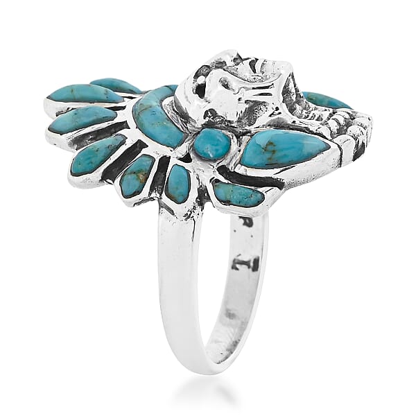 Shop Lc Santa Fe Style Kingman Turquoise 16.00 Ctw Ring In Sterling Silver