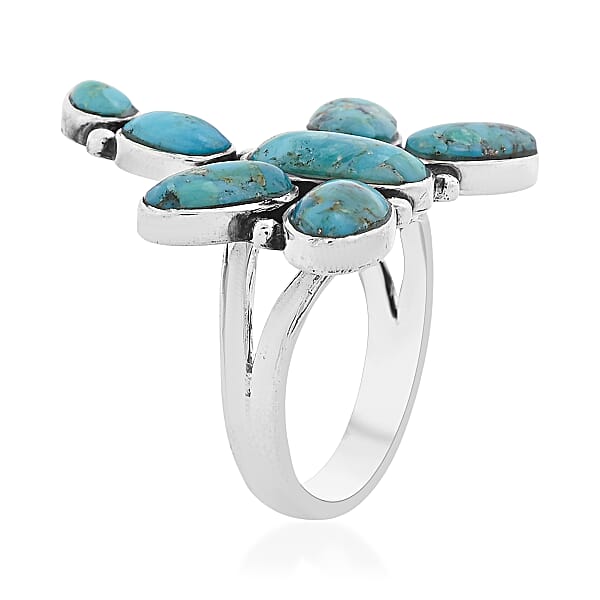 Shop Lc Santa Fe Style Kingman Turquoise 18 Ctw Dragonfly Ring In Sterling Silver