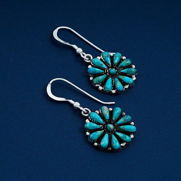 Shop Lc Santa Fe Style Kingman Turquoise 2.20 Ctw Earrings In Sterling Silver
