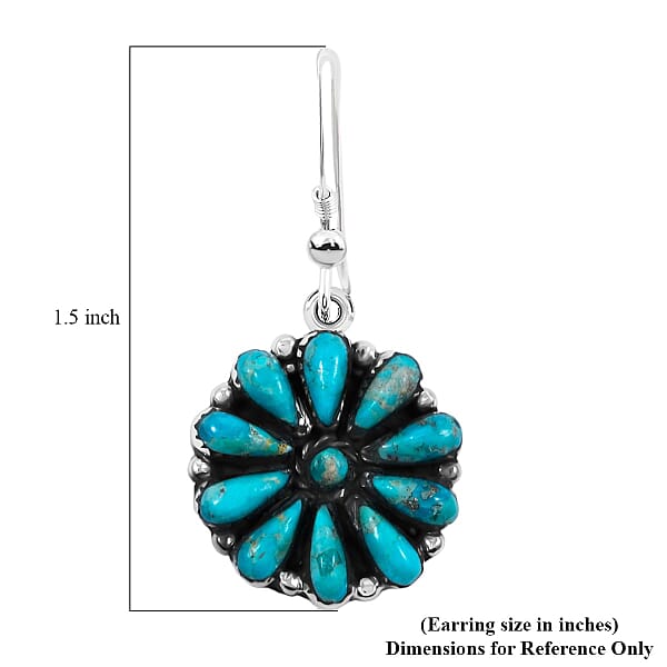 Shop Lc Santa Fe Style Kingman Turquoise 2.20 Ctw Earrings In Sterling Silver