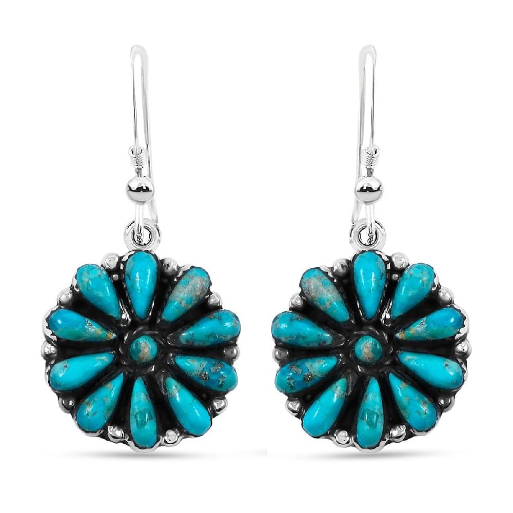 shop lc Santa Fe Style Kingman Turquoise 2.20 ctw Earrings in Sterling Silver