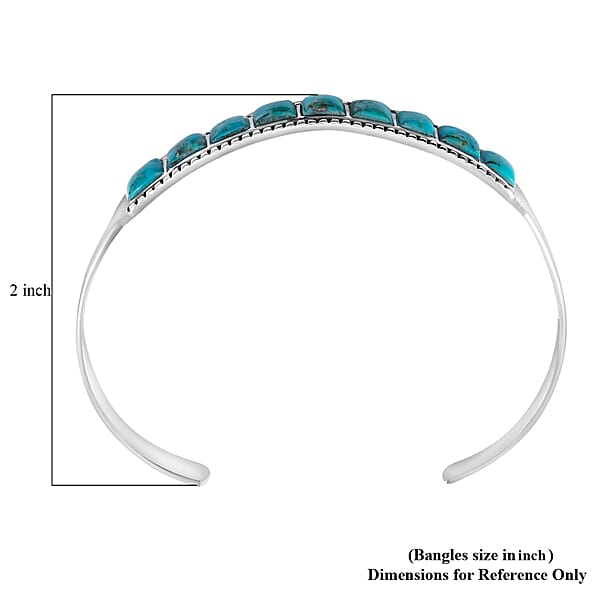 Shop Lc Santa Fe Style Kingman Turquoise 2.70 Ctw Bracelet In Sterling Silver (Adjustable)