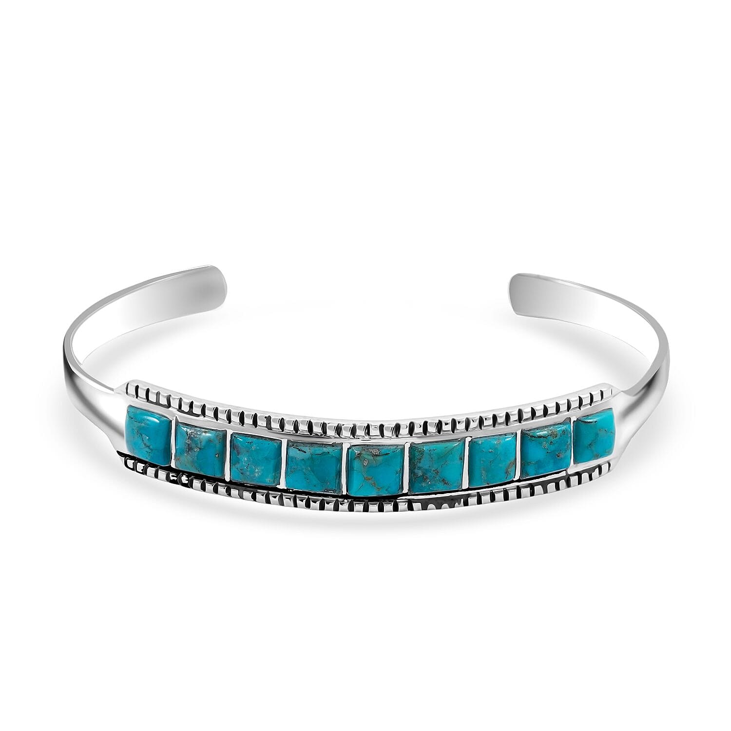 shop lc Santa Fe Style Kingman Turquoise 2.70 ctw Bracelet in Sterling Silver (Adjustable)