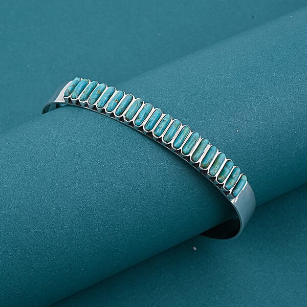 Shop Lc Santa Fe Style Kingman Turquoise 24 Ctw Bracelet In Sterling Silver (7.00 In)