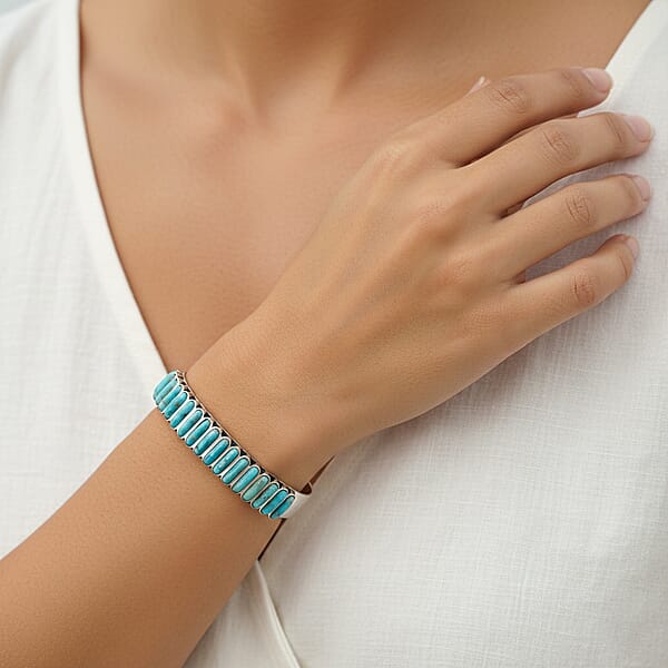 Shop Lc Santa Fe Style Kingman Turquoise 24 Ctw Bracelet In Sterling Silver (7.00 In)