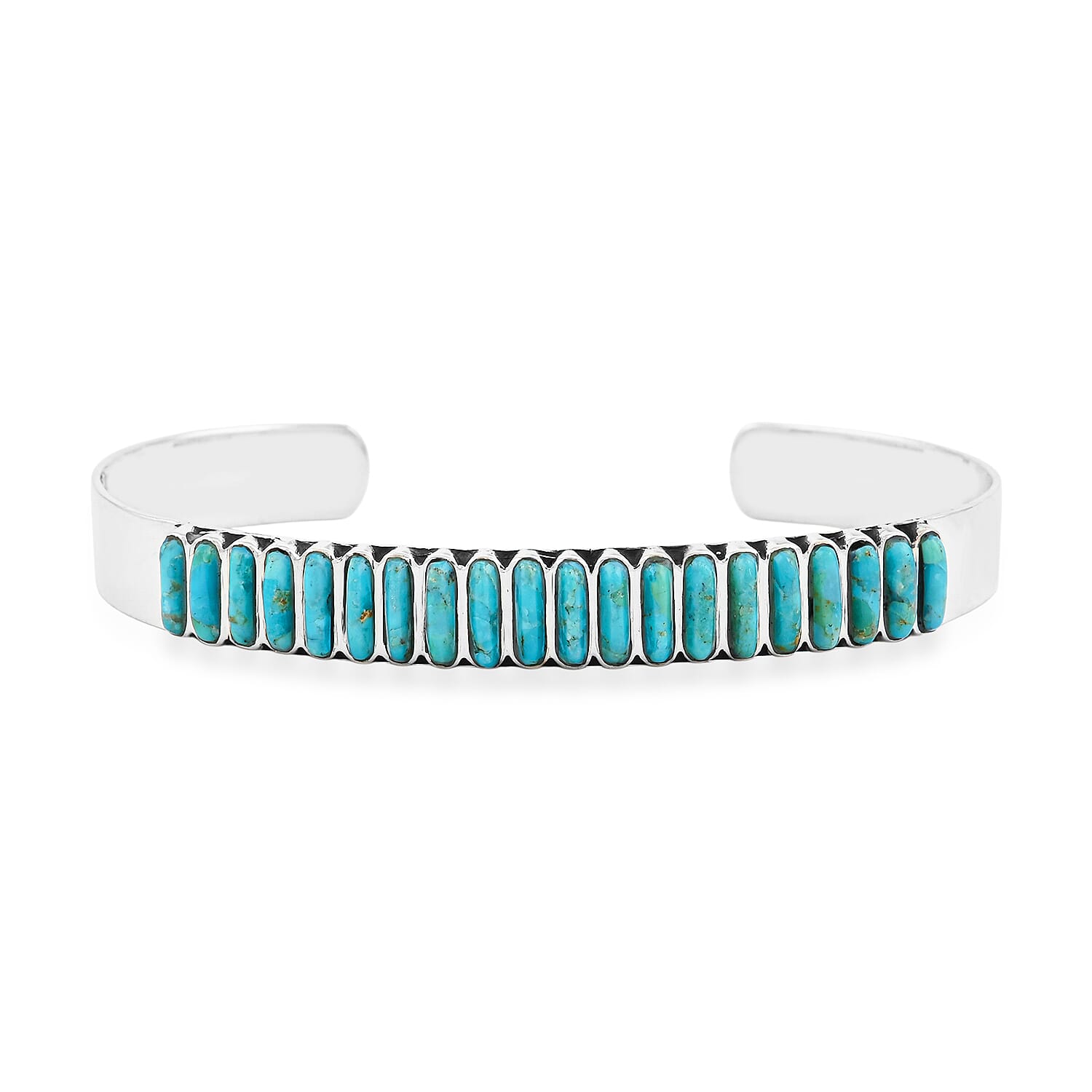 shop lc Santa Fe Style Kingman Turquoise 24 ctw Bracelet in Sterling Silver (7.00 In)