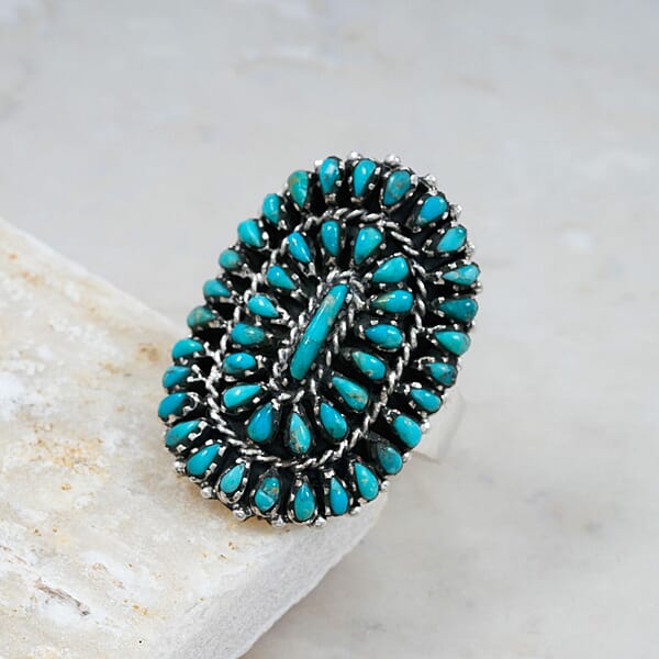 Shop Lc Santa Fe Style Kingman Turquoise 4.40 Ctw Ring In Sterling Silver