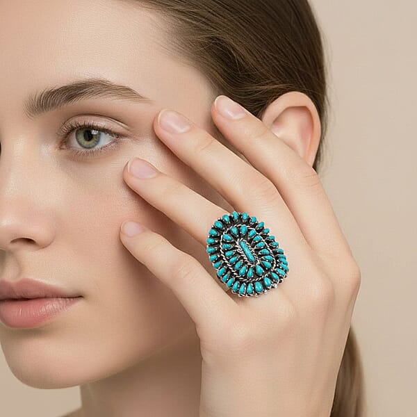 Shop Lc Santa Fe Style Kingman Turquoise 4.40 Ctw Ring In Sterling Silver