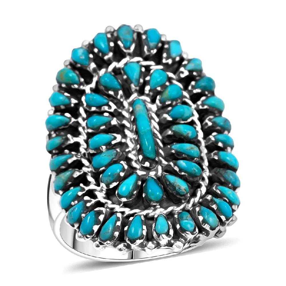 shop lc Santa Fe Style Kingman Turquoise 4.40 ctw Ring in Sterling Silver