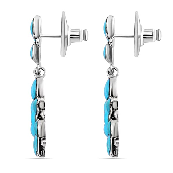 Shop Lc Santa Fe Style Kingman Turquoise 6.50 Ctw Earrings In Sterling Silver Turquoise Dangle Earrings Silver Drop Flower Earrings Flower Jewelry For Women
