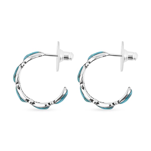 Shop Lc Santa Fe Style Kingman Turquoise 6 Ctw Earrings In Sterling Silver