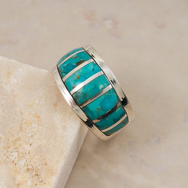 Shop Lc Santa Fe Style Kingman Turquoise 8.00 Ctw Ring In Sterling Silver