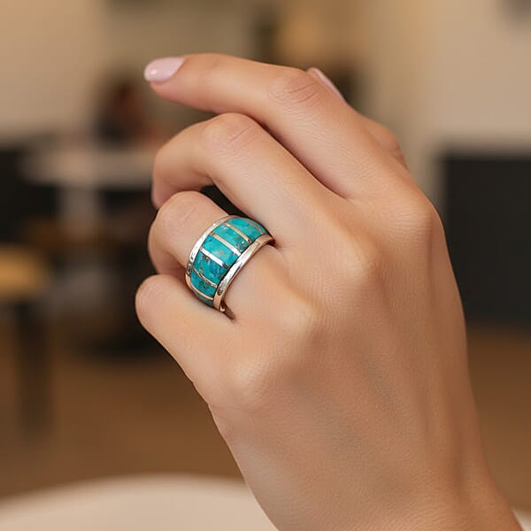 Shop Lc Santa Fe Style Kingman Turquoise 8.00 Ctw Ring In Sterling Silver