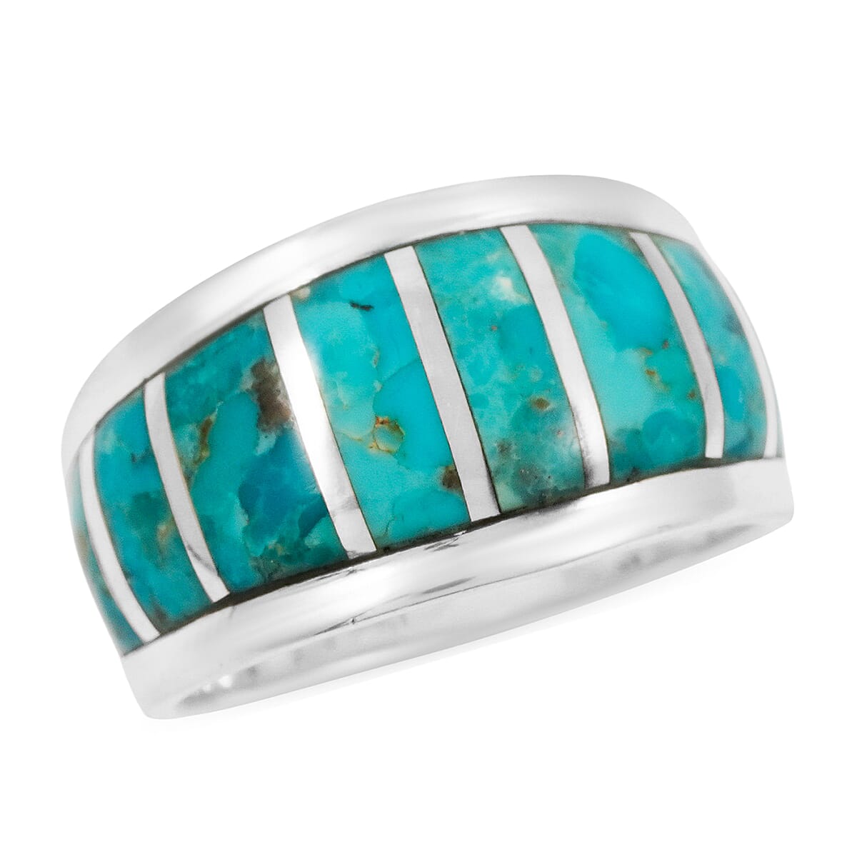 shop lc Santa Fe Style Kingman Turquoise 8.00 ctw Ring in Sterling Silver