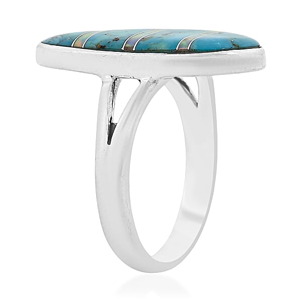 Shop Lc Santa Fe Style Kingman Turquoise And Opal 5.50 Ctw Ring In Sterling Silver
