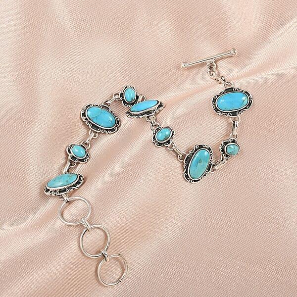 Shop Lc Santa Fe Style Kingman Turquoise Bracelet In Sterling Silver (7-8.0In) 9.50 Grams 4.00 Ctw