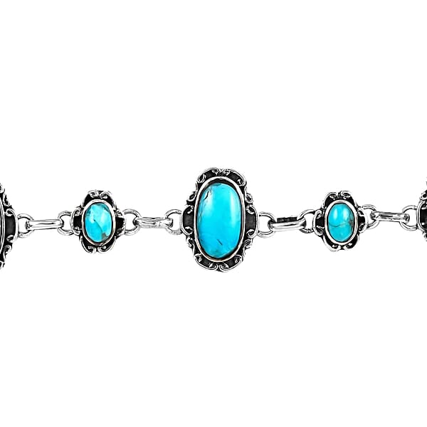 Shop Lc Santa Fe Style Kingman Turquoise Bracelet In Sterling Silver (7-8.0In) 9.50 Grams 4.00 Ctw